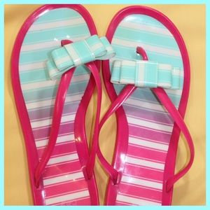 Preppy Striped Jelly Sandals with Bow (Italian)